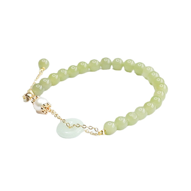 Clear Water Jadeite Bracelet with Sterling Silver Safety Clasp