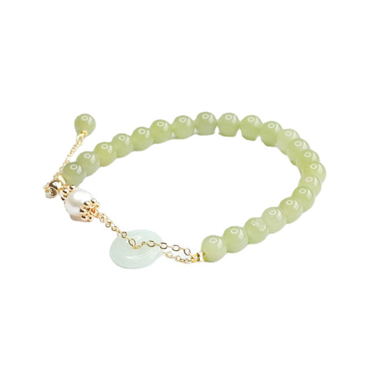 Clear Water Jadeite Bracelet with Sterling Silver Safety Clasp