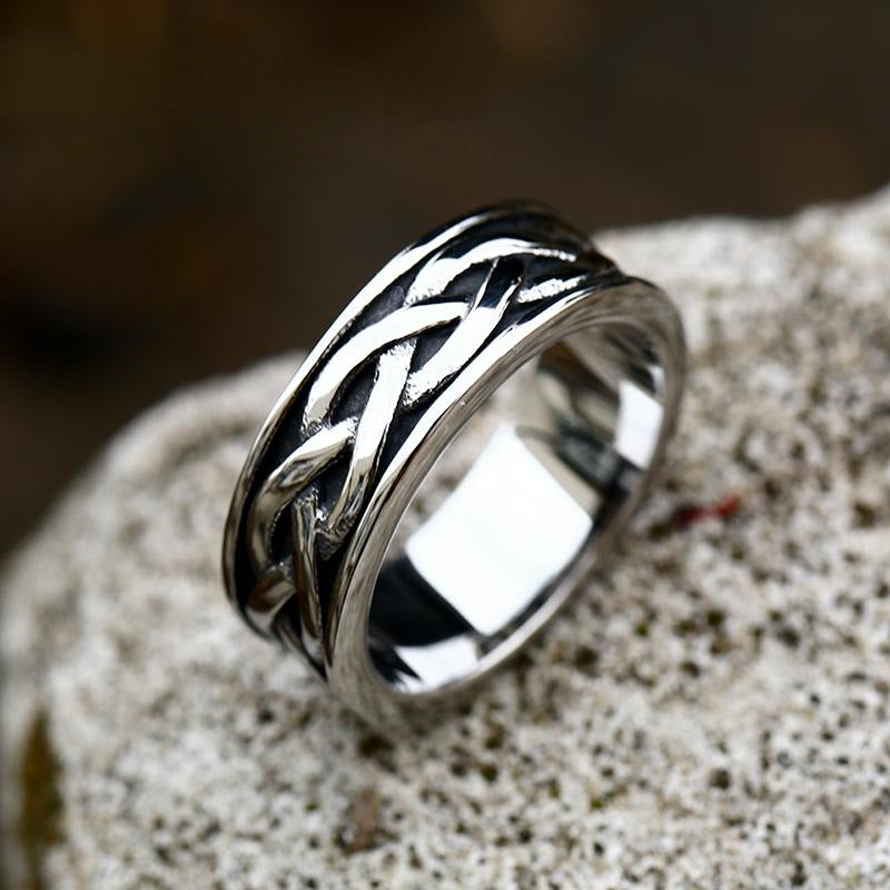 Titanium Steel Nordic Viking Celtic Knot Men's Ring - Retro Fashion Jewelry