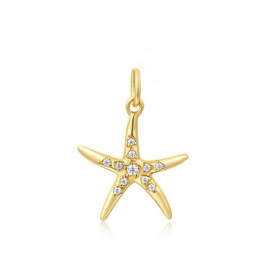 Ocean Starfish Zircon Sterling Silver Pendant