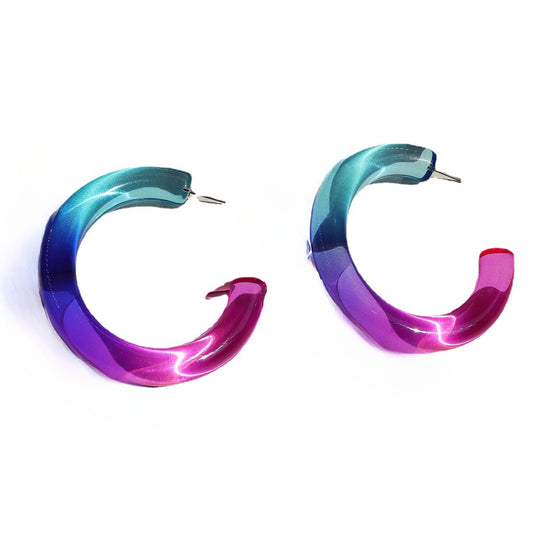 Vibrant Acrylic C-shaped Earrings from Vienna Verve Collection