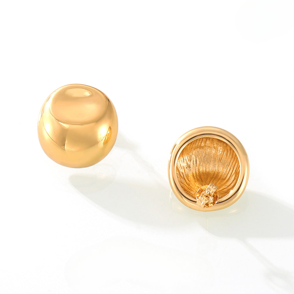 Three-Dimensional Titanium Gold-Plated Concave-Convex Earrings