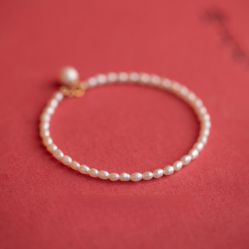 Exquisite Freshwater Millet and Small Pearl Bracelet for Women with 14k Gold Accents