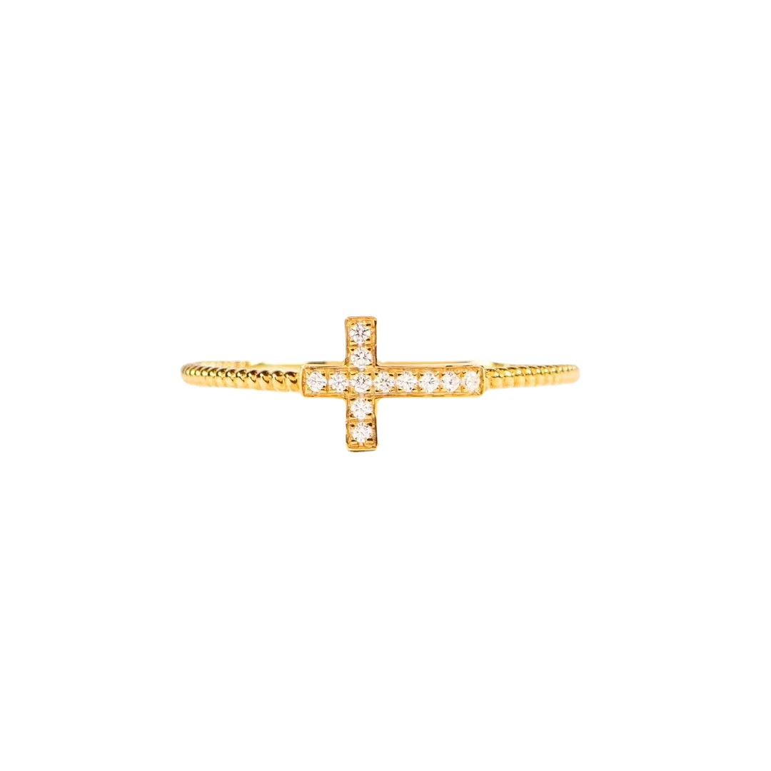 Zircon Latin Cross Slim Sterling Silver Ring