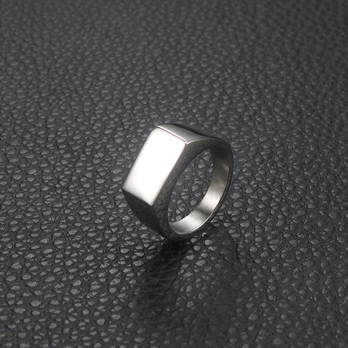 Stylish Rectangular Stainless Steel Ring for Men - European and American Inspired Fashion