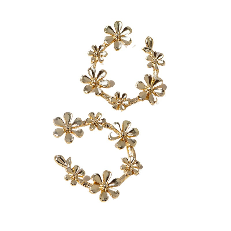 Elegant Metal Floral Earrings from Vienna Verve Collection