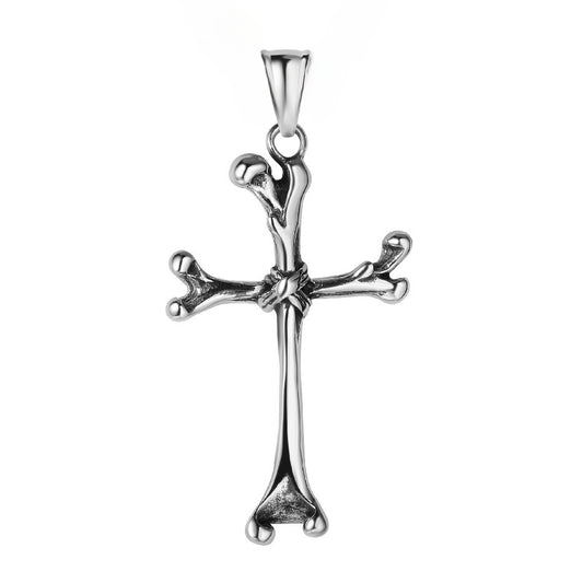 Vintage Bone Cross Titanium Steel Pendant for Men