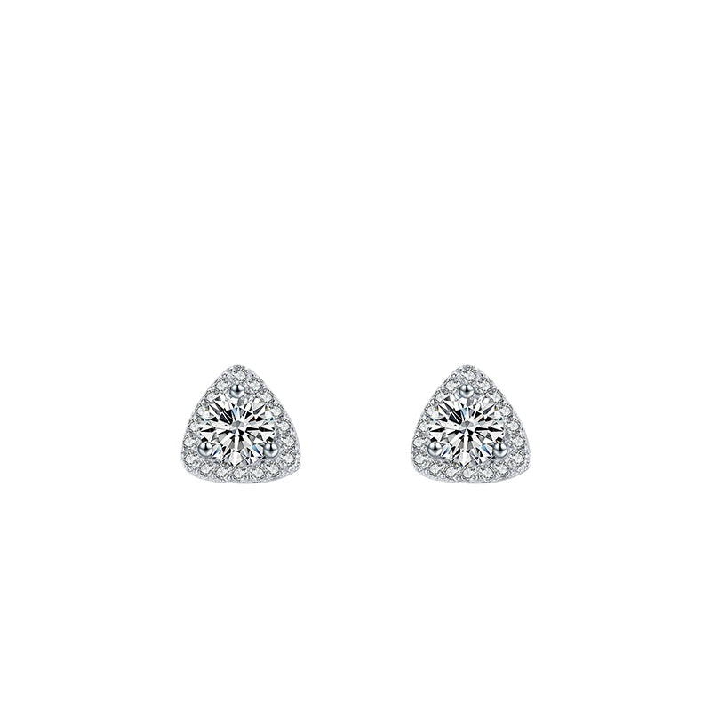 S925 Sterling Silver Zircon Triangle Earrings for Women - Elegant and Luxurious Jewelry