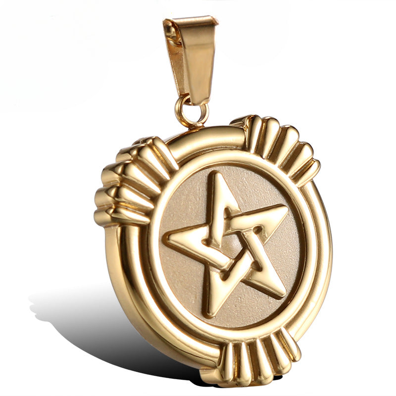 Stylish Vintage Stainless Steel Star Pendant - Custom Electroplated Gold for Men