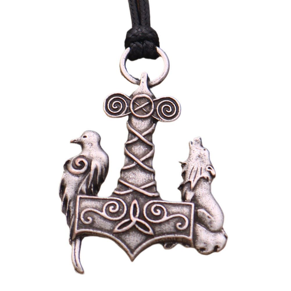 Viking Crow and Wolf Norse Myth Necklace - European and American Fan Favorite - Men's Amulet Pendant