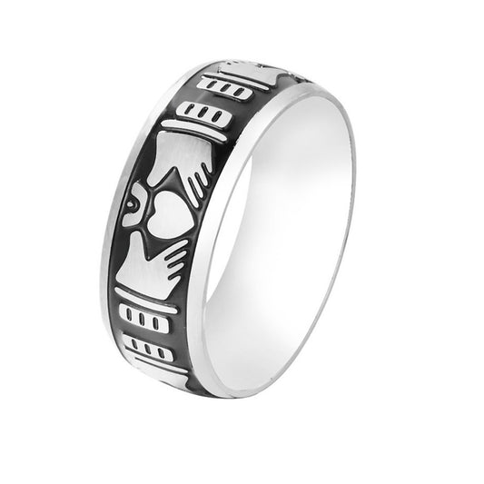 Wholesale Titanium Steel Heart Prayer Ring for Foreign Trade Jewelry