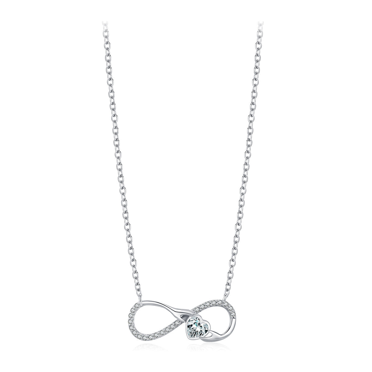 Luxurious Sterling Silver Mobius Necklace with Zircon Gem for Women