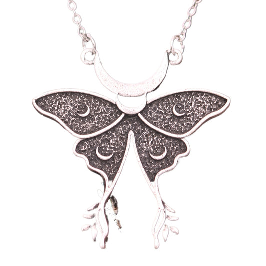 Vintage Moon and Moth Zinc Alloy Necklace - Norse Legacy Collection