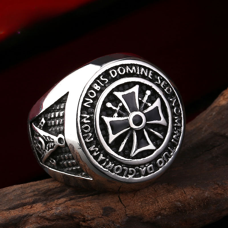 Knights Templar Expeditionary Cross Ring for Men - Medieval Vintage Jewelry