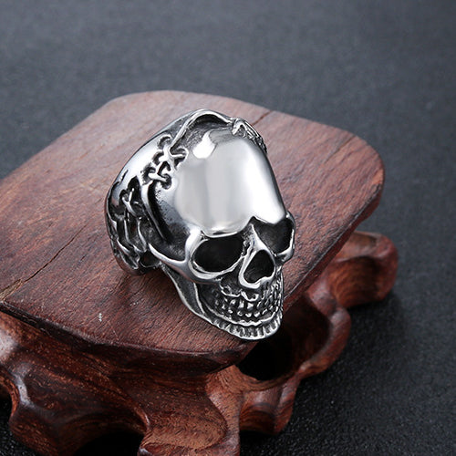 Personalized Retro Stainless Steel Skull Ring for Men - European and American Religious Totem Design