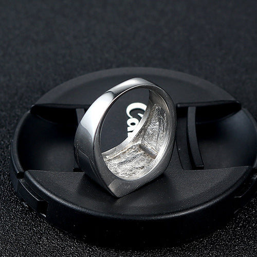 Titanium Steel Retro Punk Men's Ring - European and American Fashion Drop Vinyl Wholesale Jewelry