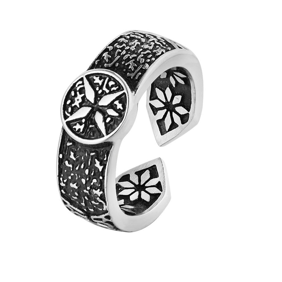 Retro Cross Open Ring for Men made of Titanium Steel from Planderful Collection