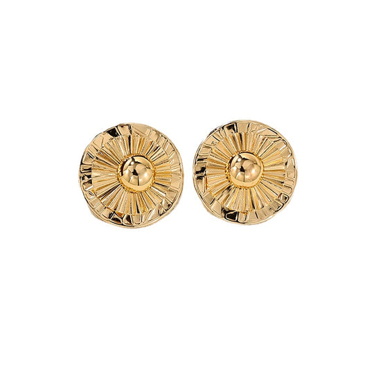 Elegant Vienna Verve Metal Pleated Button Earrings