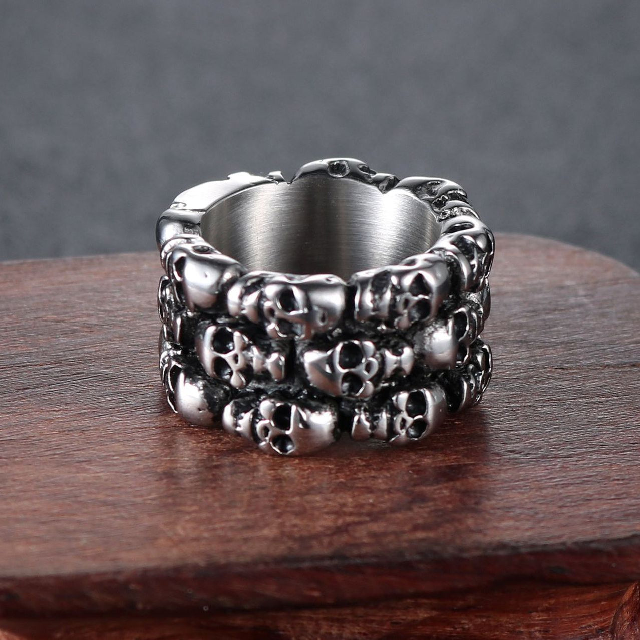 Titanium Steel Skull Ring for Men - Wholesale Nightclub Jewelry with Dominant Style