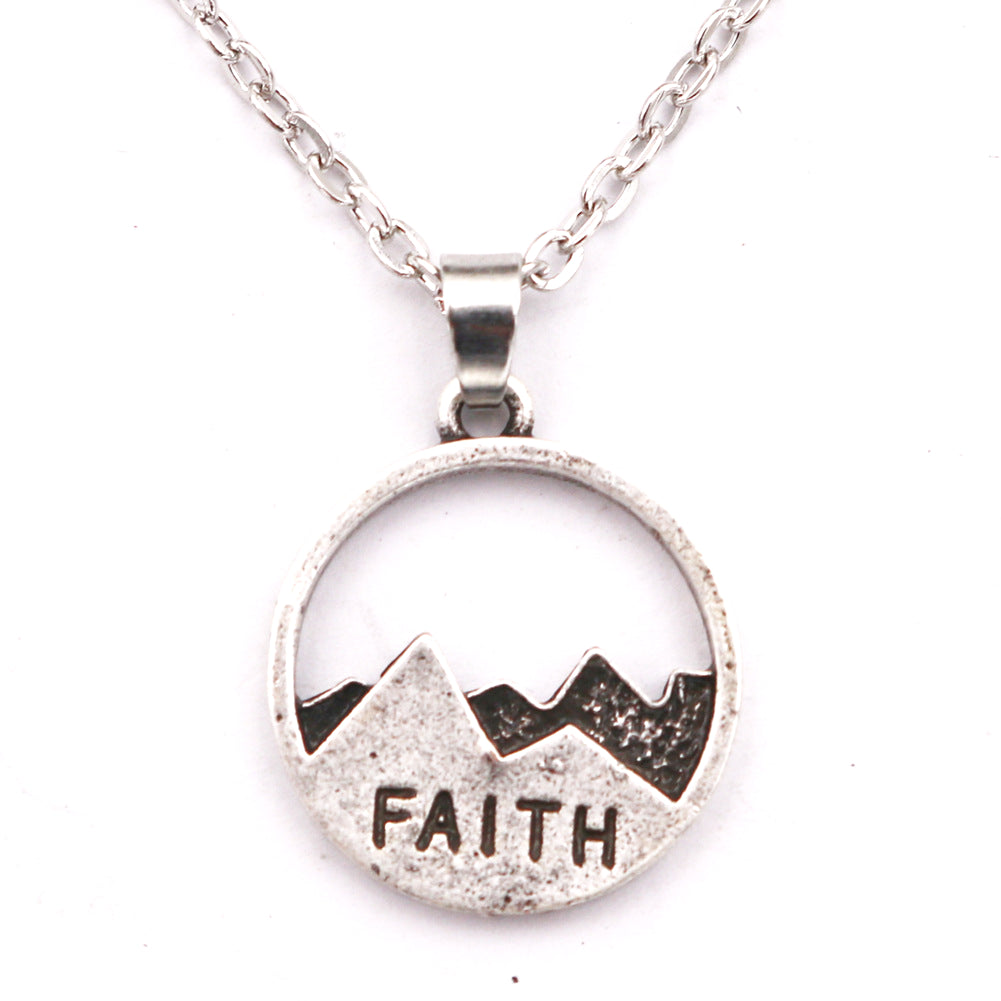 FAITH Metal Pendant Necklace with O-shaped Chain Detail for Men - Wholesale Manufacturer Direct Supply