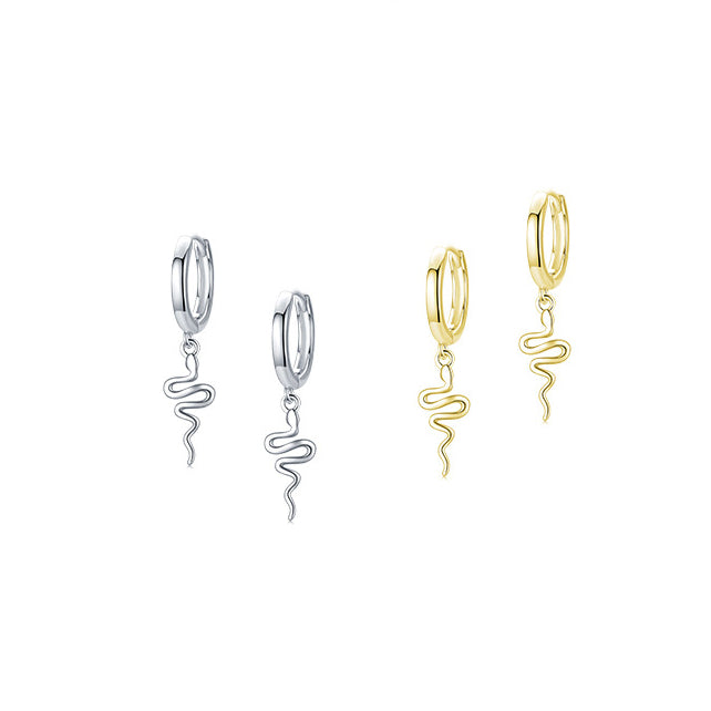 Snake-Shaped Sterling Silver Earrings for Women - Elegant and Versatile