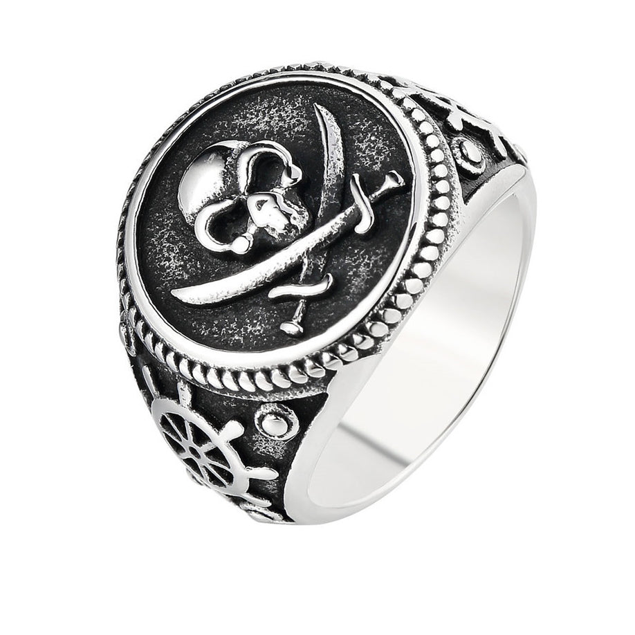 Halloween Pirate Skull Titanium Steel Ring for Men