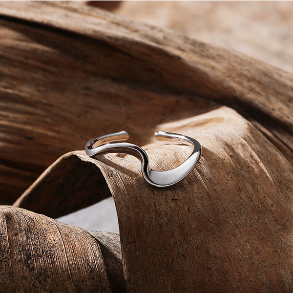 Geometric Irregular Wavy Opening Sterling Silver Ring