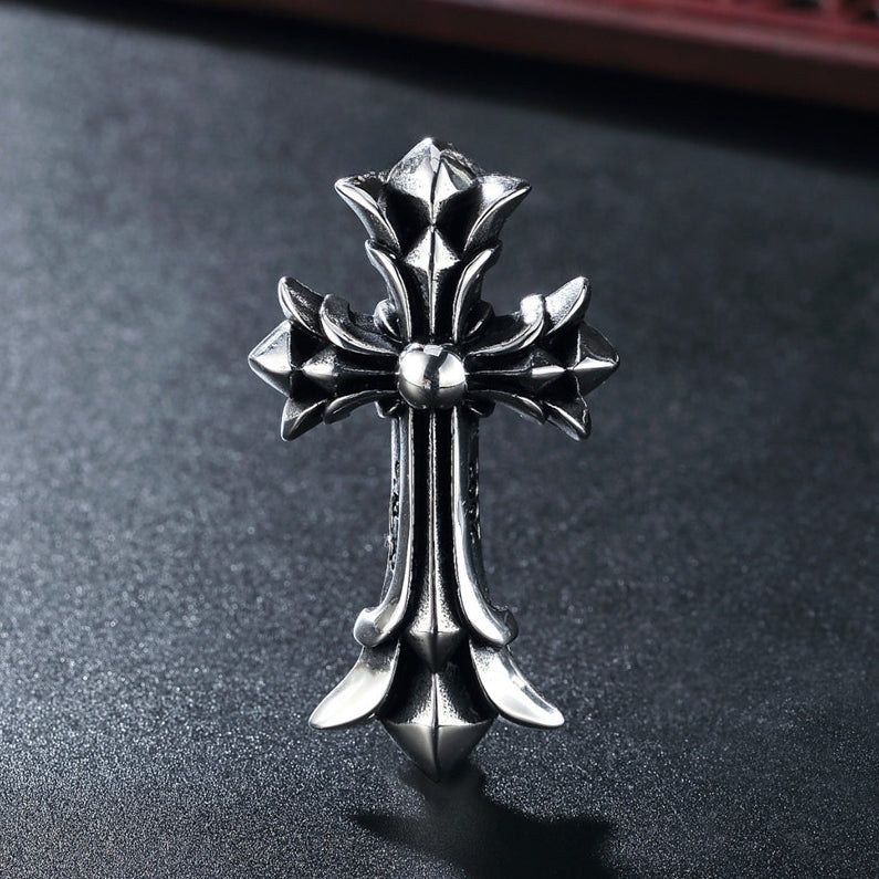 Punk Cross Flower Titanium Steel Pendant for Men