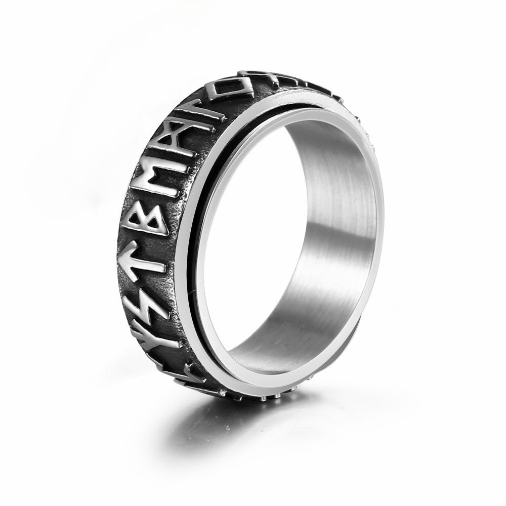 Viking Rune Titanium Steel Ring for Men - Retro Personalized Index Finger Jewelry