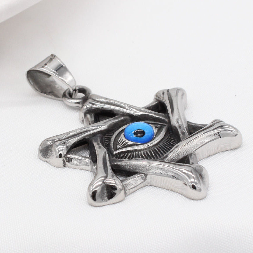 Demon Eye Hexagonal Star Titanium Steel Pendant for Men