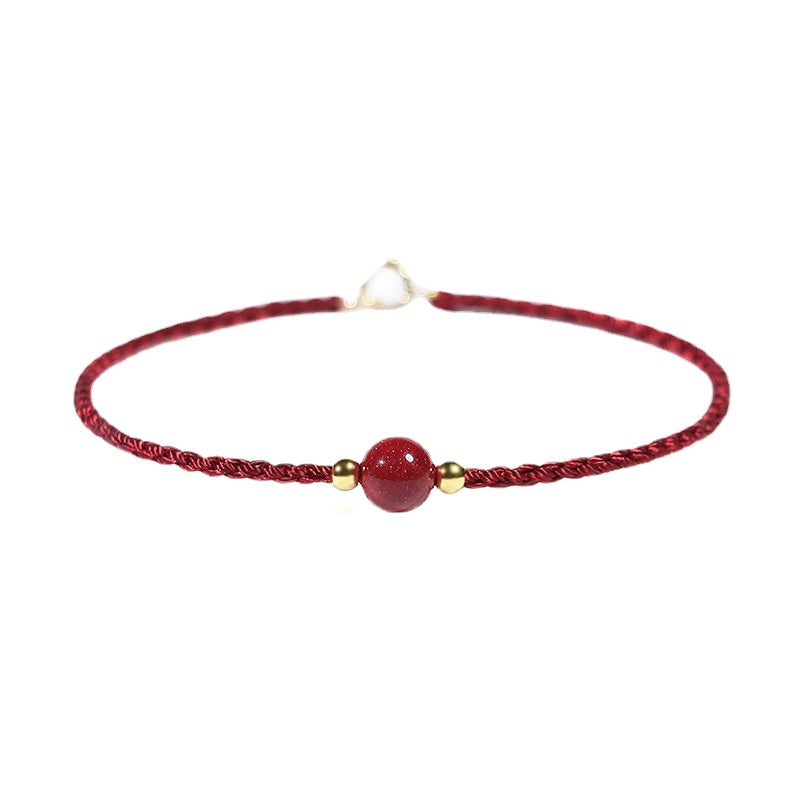 Red Rope Cinnabar Bracelet with Sterling Silver Details