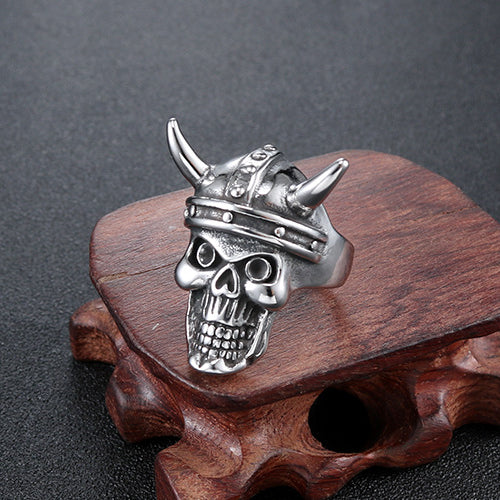 Personalized Vintage Skull Titanium Steel Ring for Men - Oversized Ghost Design