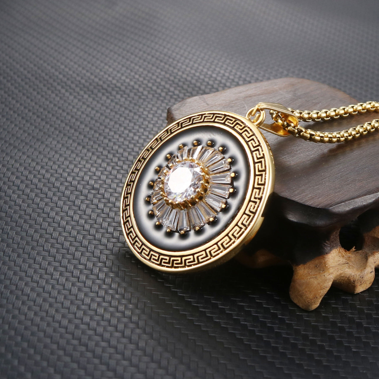 Personalized Retro Titanium Steel Pendant with Zircon-Studded Totem Design for Men