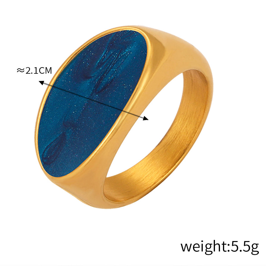 Golden Geometric Enamel Glaze Ring - Stylish Retro Women's Jewelry