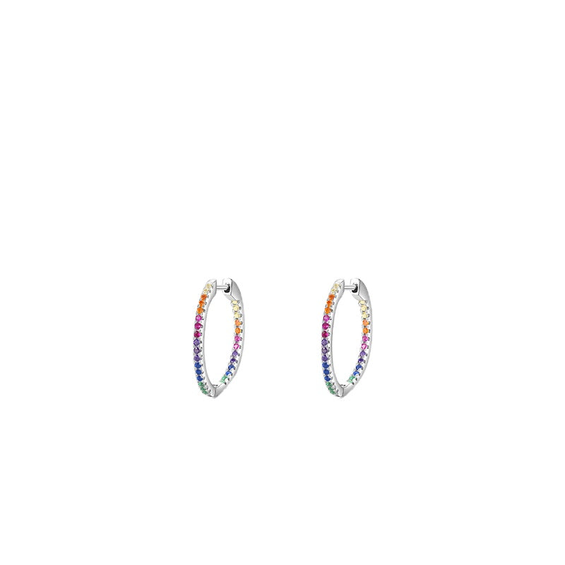 Elegant Rainbow Inlaid S925 Silver Stud Earrings