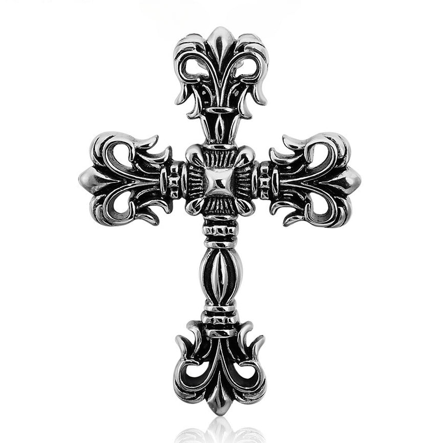 Luxurious Saint Cross Flower Titanium Steel Pendant for Men