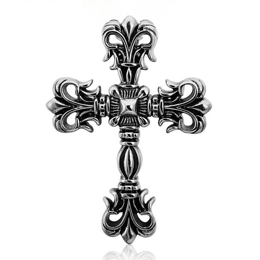 Luxurious Saint Cross Flower Titanium Steel Pendant for Men