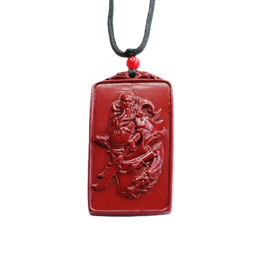 Cinnabar Pendant Purple Gold Sand God of Wealth Guanyu Command Dragon Rectangle Brand Pendant