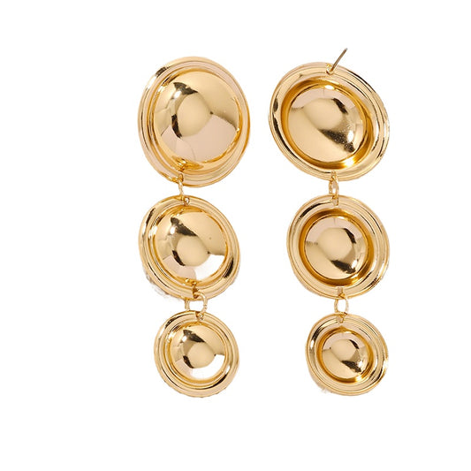 Chic Metal Triple Circle Earrings - Vienna Verve Collection