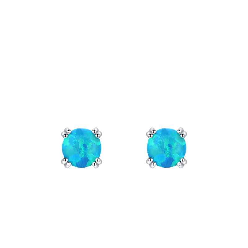 Opal Earrings: Japanese-Inspired S925 Silver Studs for Small and Skinny Ear Holes