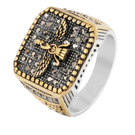 Vintage Diamond Eagle Men's Titanium Steel Ring