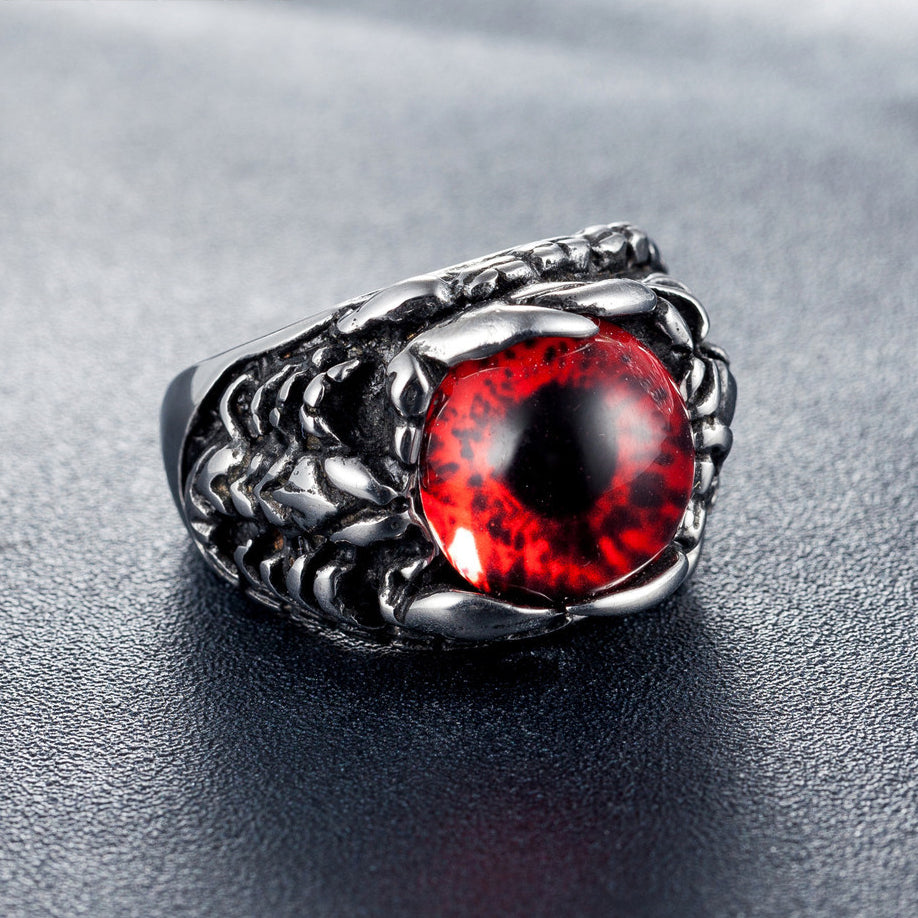 Devil's Red Eyes Titanium Steel Ring for Men