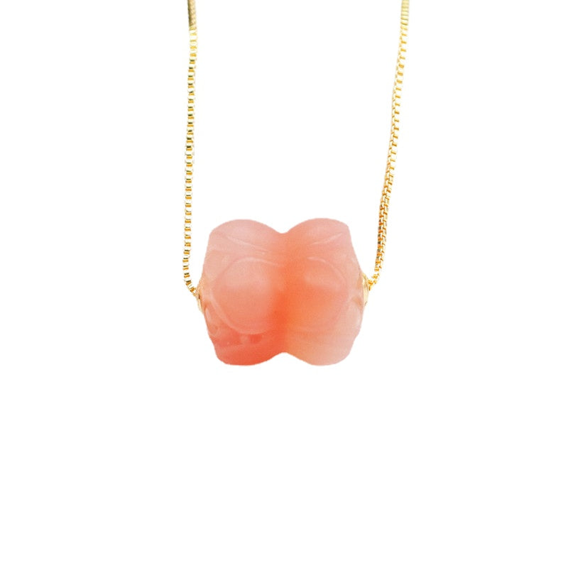 Golden Lotus Agate Pendant Necklace from the Fortune's Favor Collection