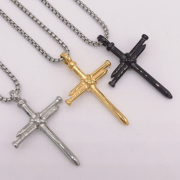 Stylish Nail Cross Titanium Steel Pendant for Men