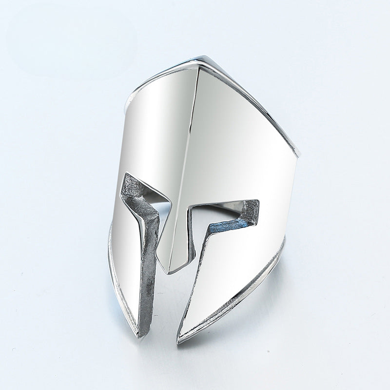 Custom Engraved Retro Titanium Steel Spartan Warrior Ring for Men - Wholesale Mirror Finish