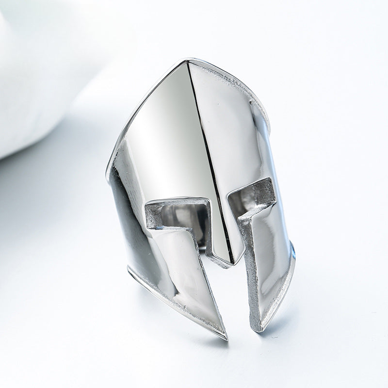 Custom Engraved Retro Titanium Steel Spartan Warrior Ring for Men - Wholesale Mirror Finish