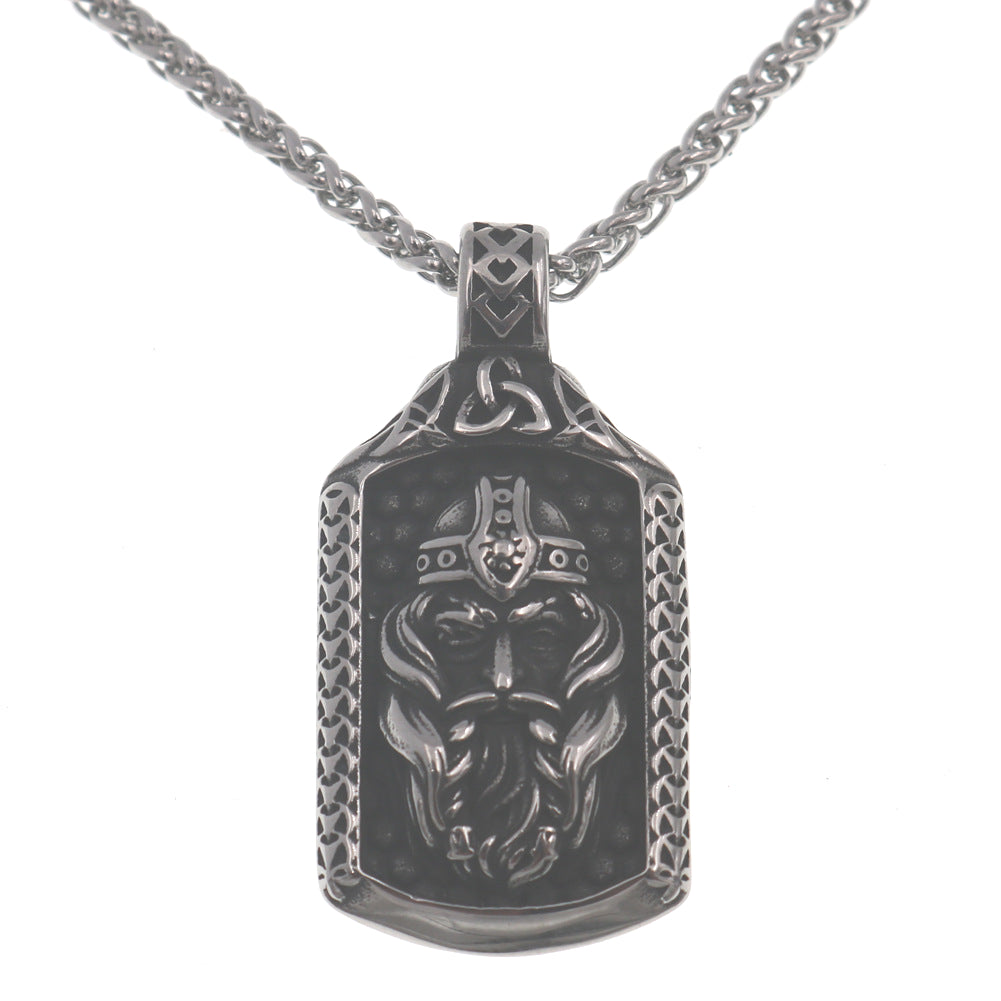 Viking Odin Helmet Pendant Necklace - Men's Nordic Myth Talisman