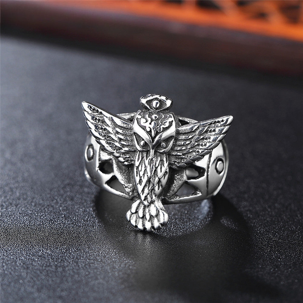 Devil's Eye Owl Titanium Steel Rings for Men