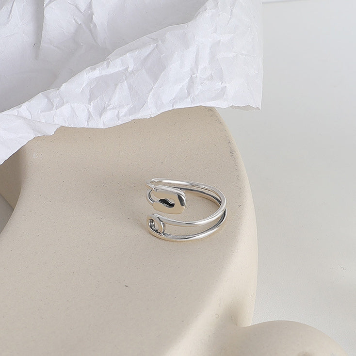 Pin Design Opening Sterling Silver Ring