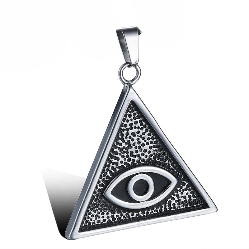 Stylish Titanium Steel Triangular Eye Pendant for Men - Personalized Retro Jewelry